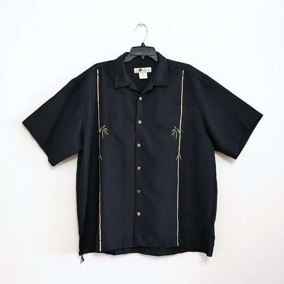 Joe Marlin Men XXL  Black Hawaiian Shirt Button Up Palm Trees - Picture 1 of 3